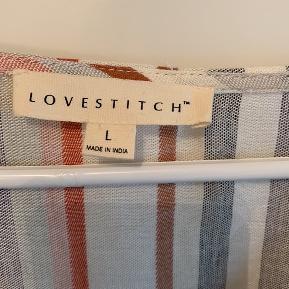 Multi Colored Stripe tie front summer top - Picture 6 of 8